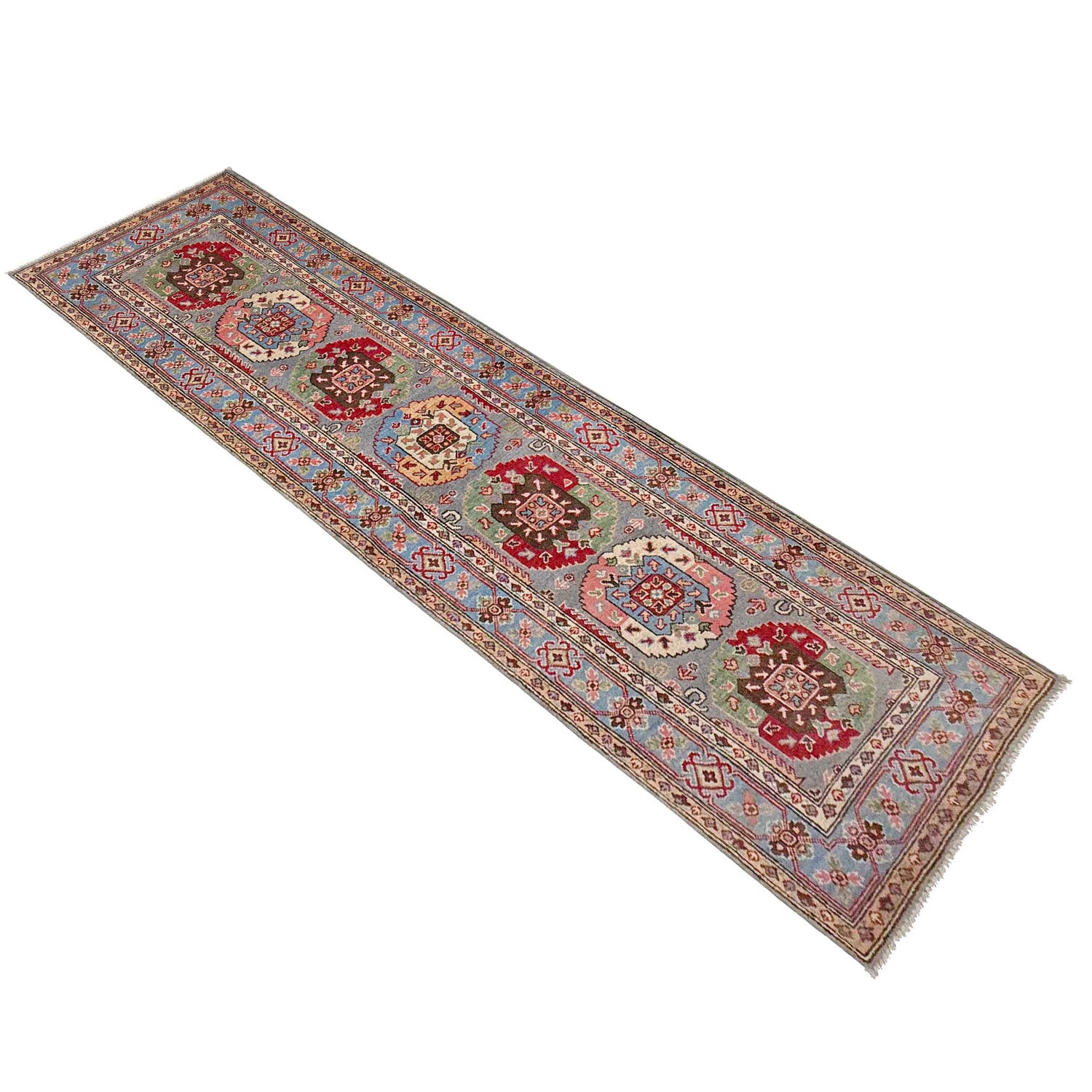 Waziri Runner Rug Handmade Multi Medallion 10' Runner