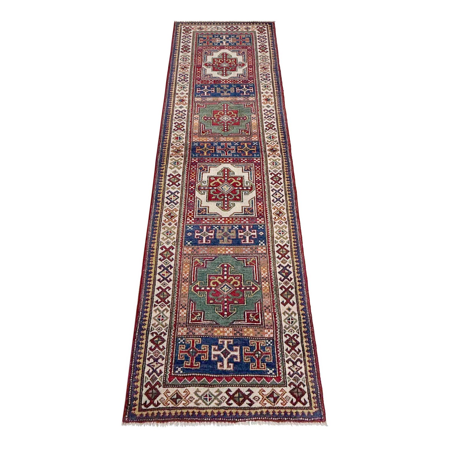 Kazak Rug Handmade Multi Medallion 10' Runner