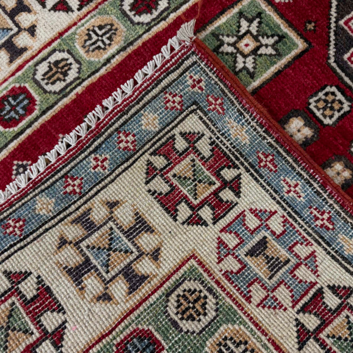 Kazak Rug Handmade Red Medallion 10' Runner