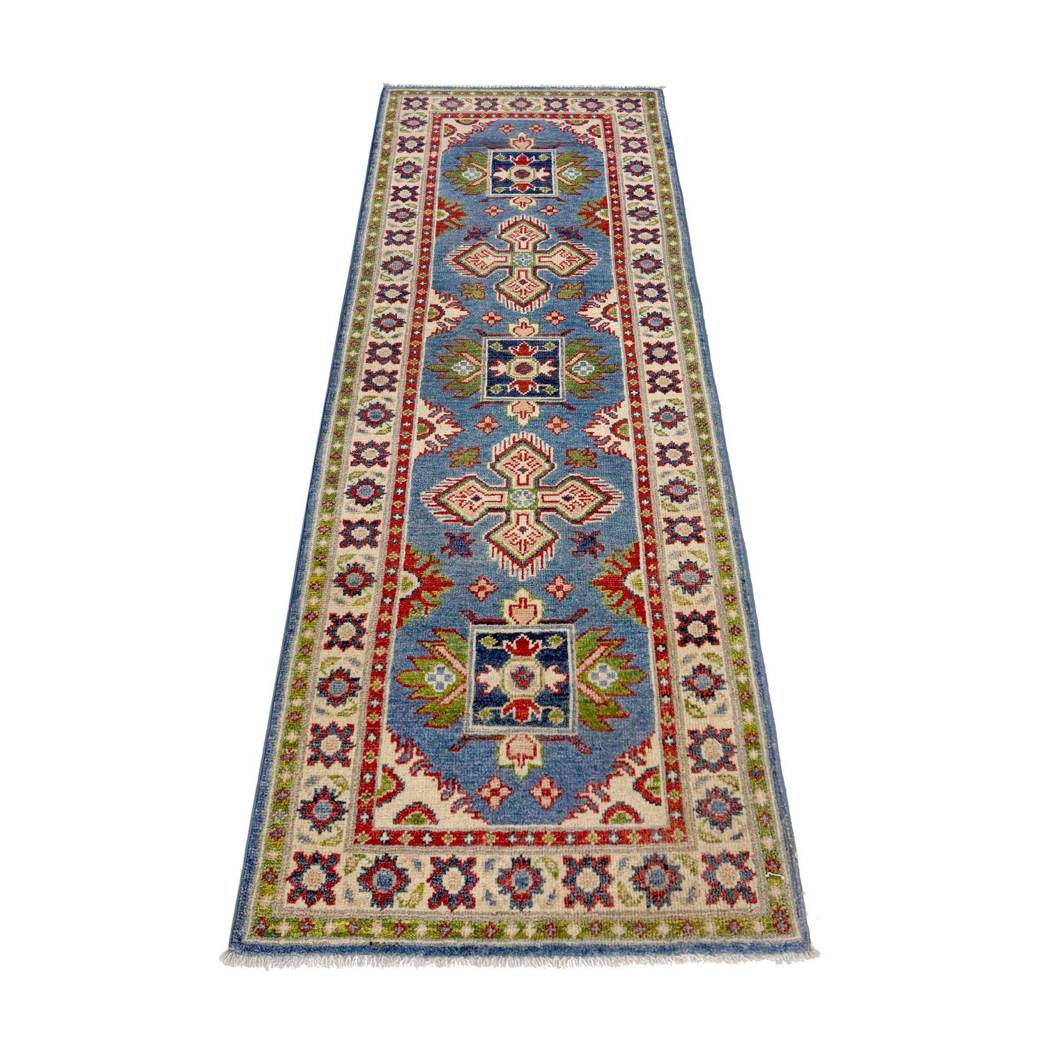 Kazak Rug Handmade Blue Medallion 6' Runner