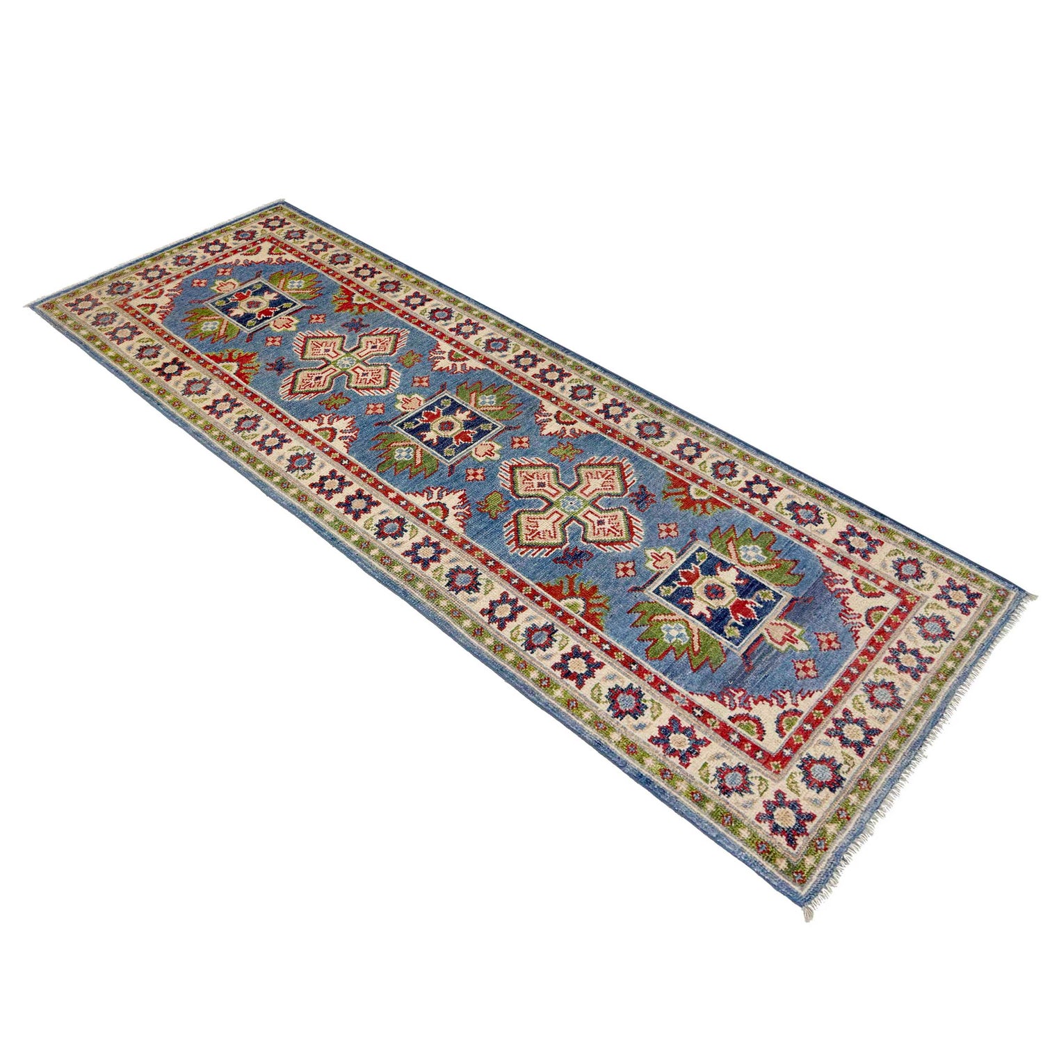 Kazak Rug Handmade Blue Medallion 6' Runner