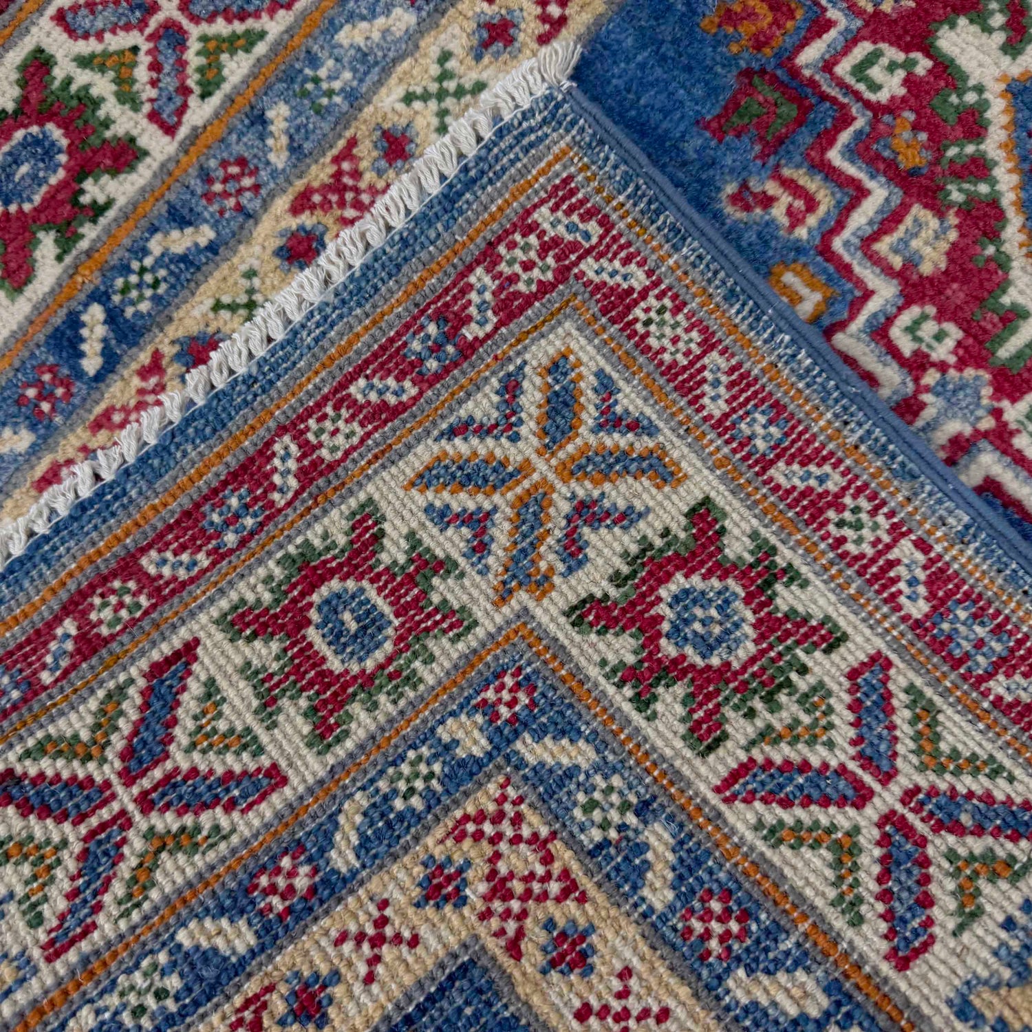 Kazak Rug Handmade Blue Medallion 10' Runner