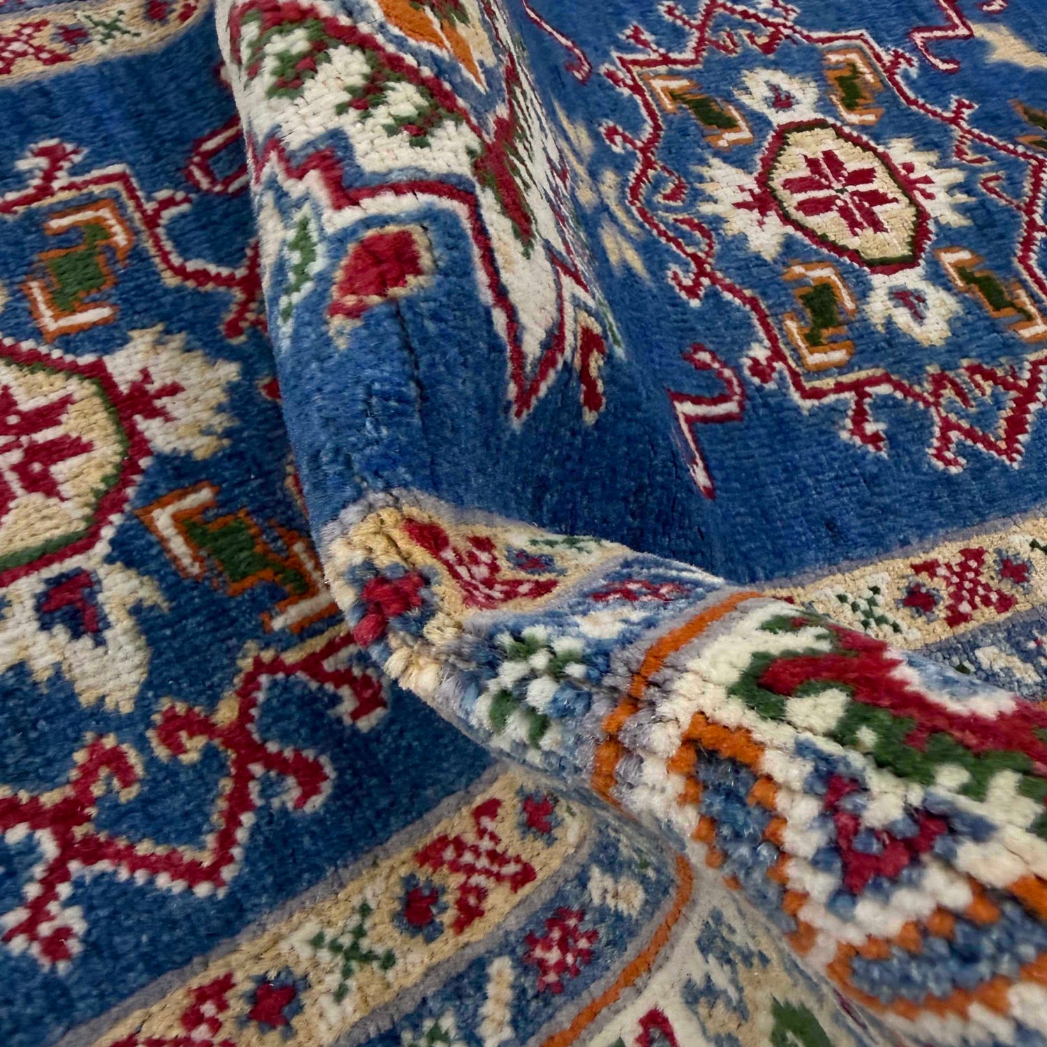 Kazak Rug Handmade Blue Medallion 10' Runner