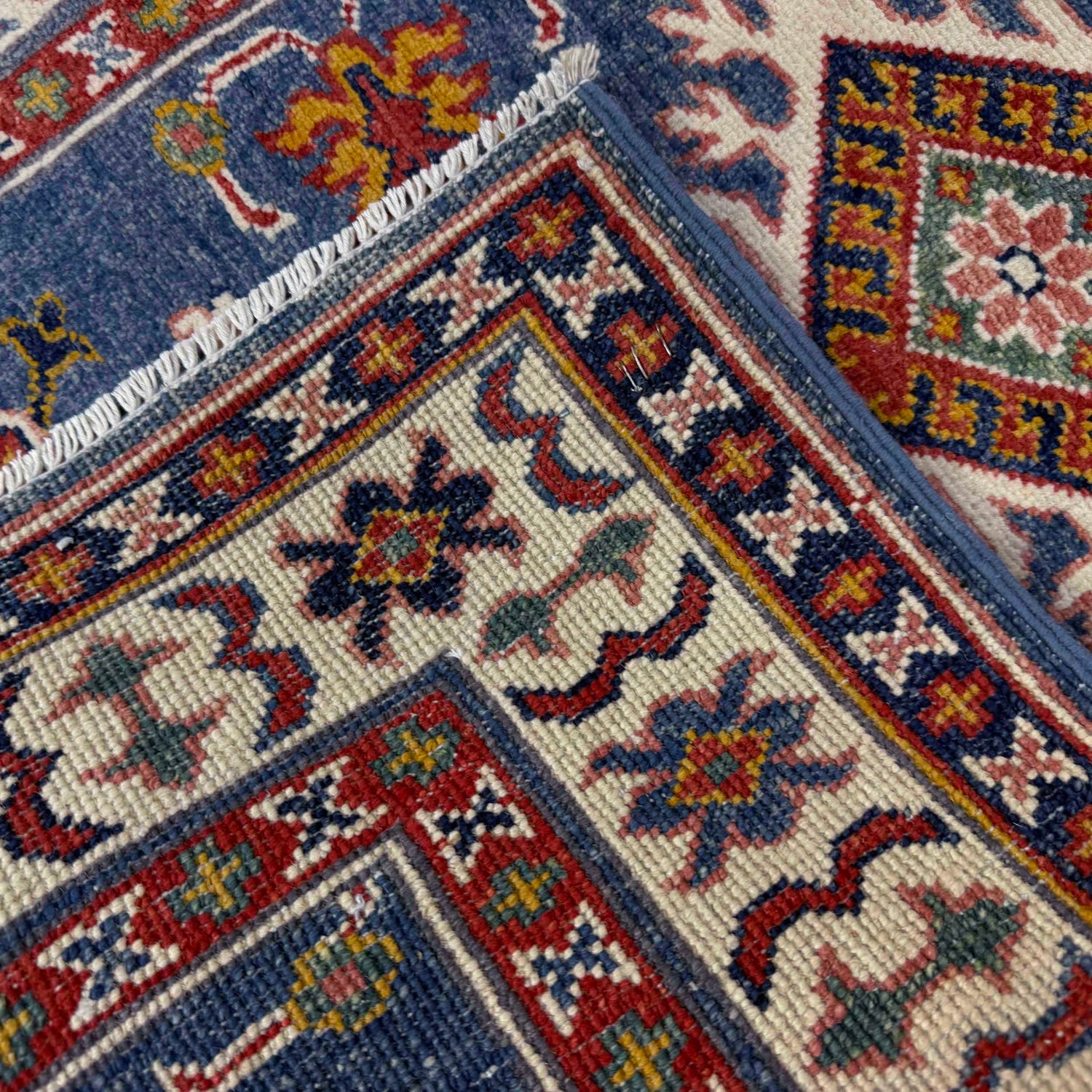 Kazak Rug Handmade Blue Medallion 10' Runner