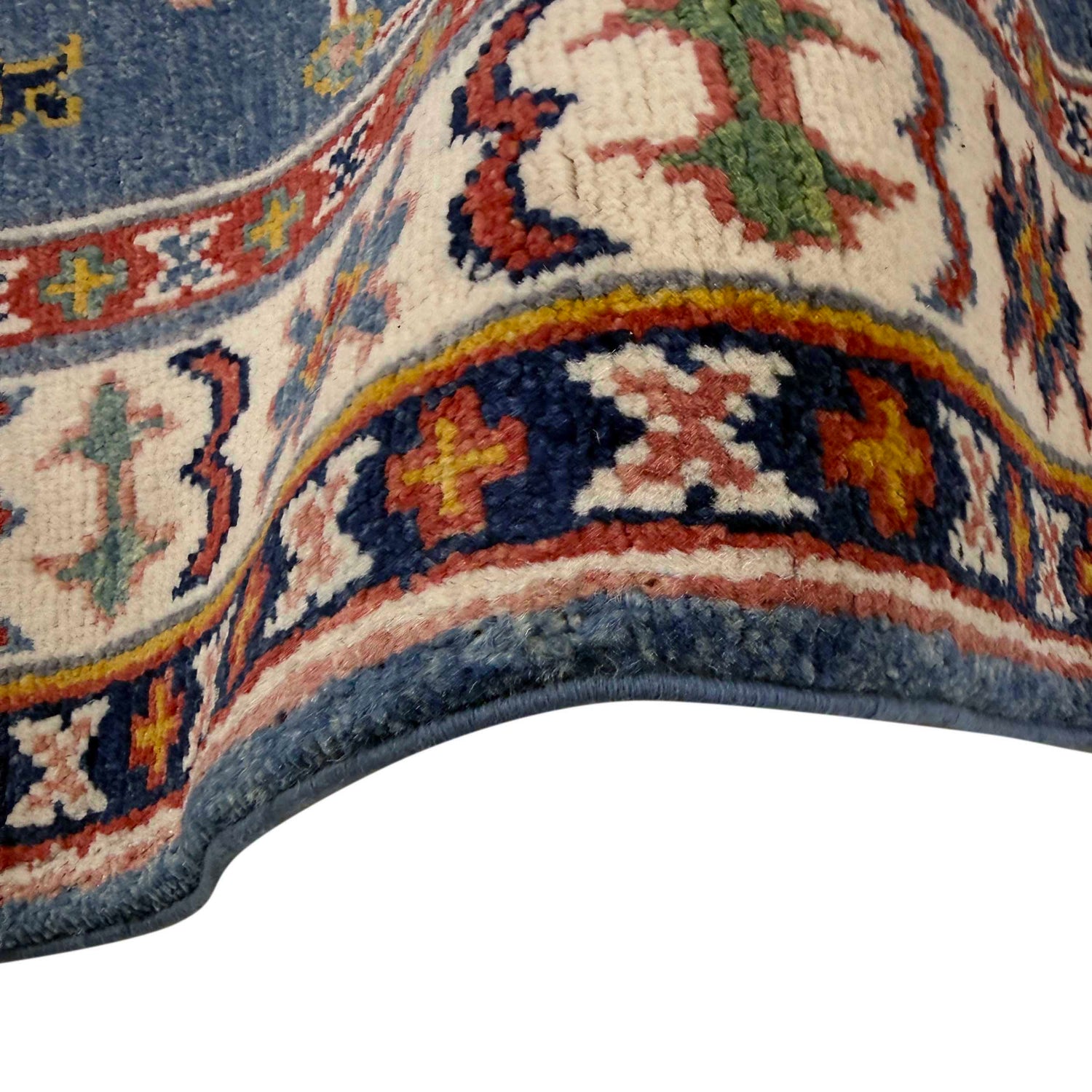 Kazak Rug Handmade Blue Medallion 10' Runner
