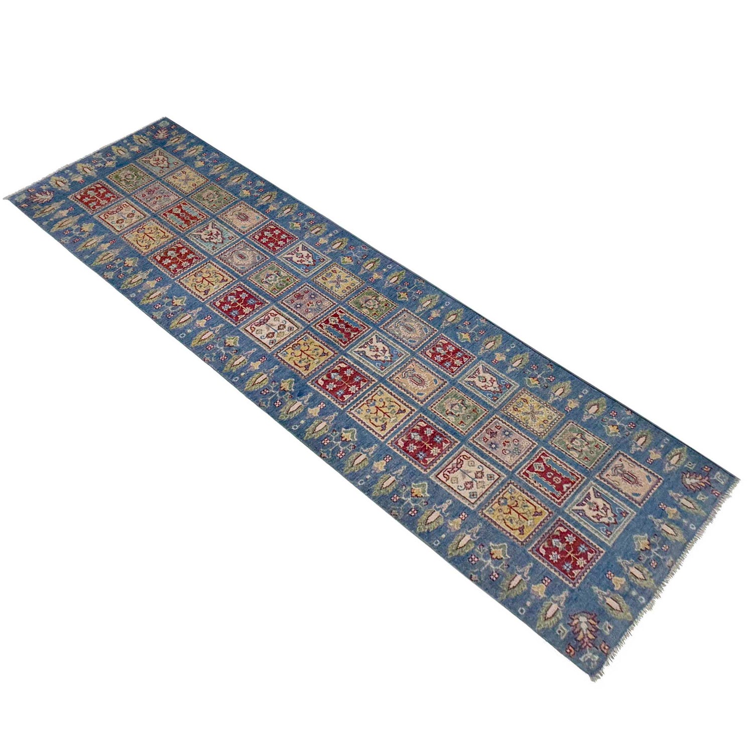 Bakhtiar Runner Rug Handmade Blue Floral 10' Runner