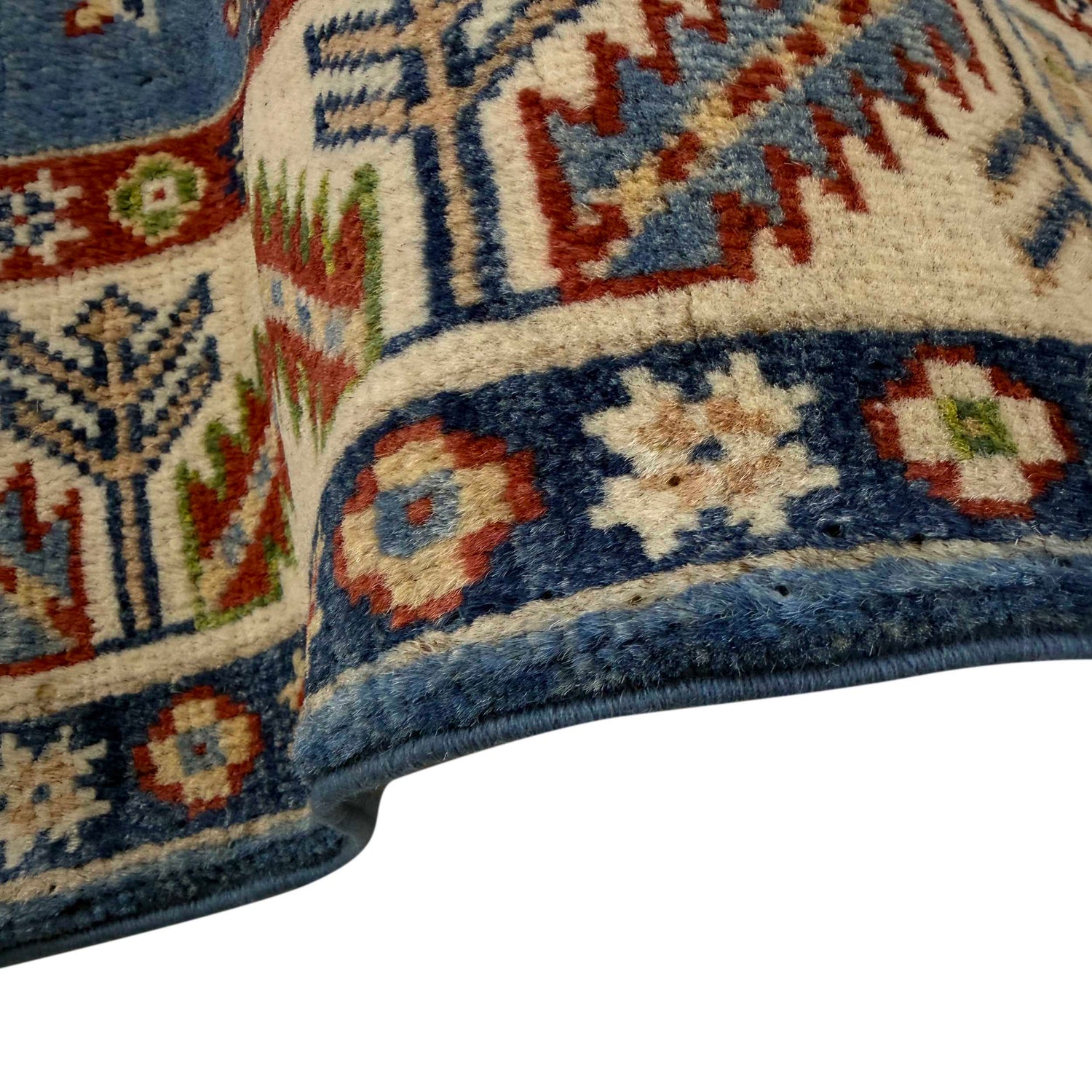 Kazak Rug Handmade Blue Medallion 10' Runner
