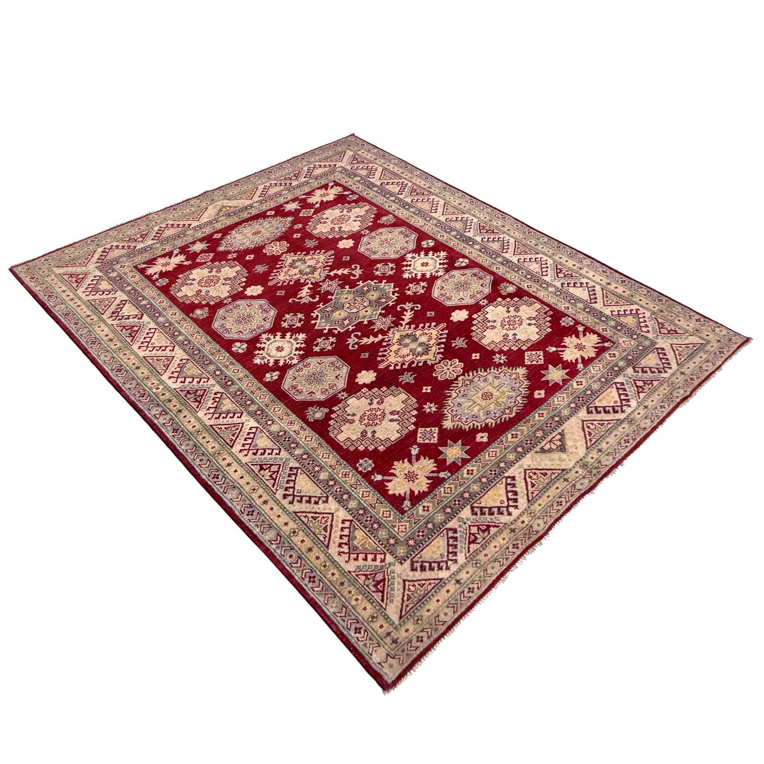 Kazak Rug Handmade Red Medallion 7x10 ft