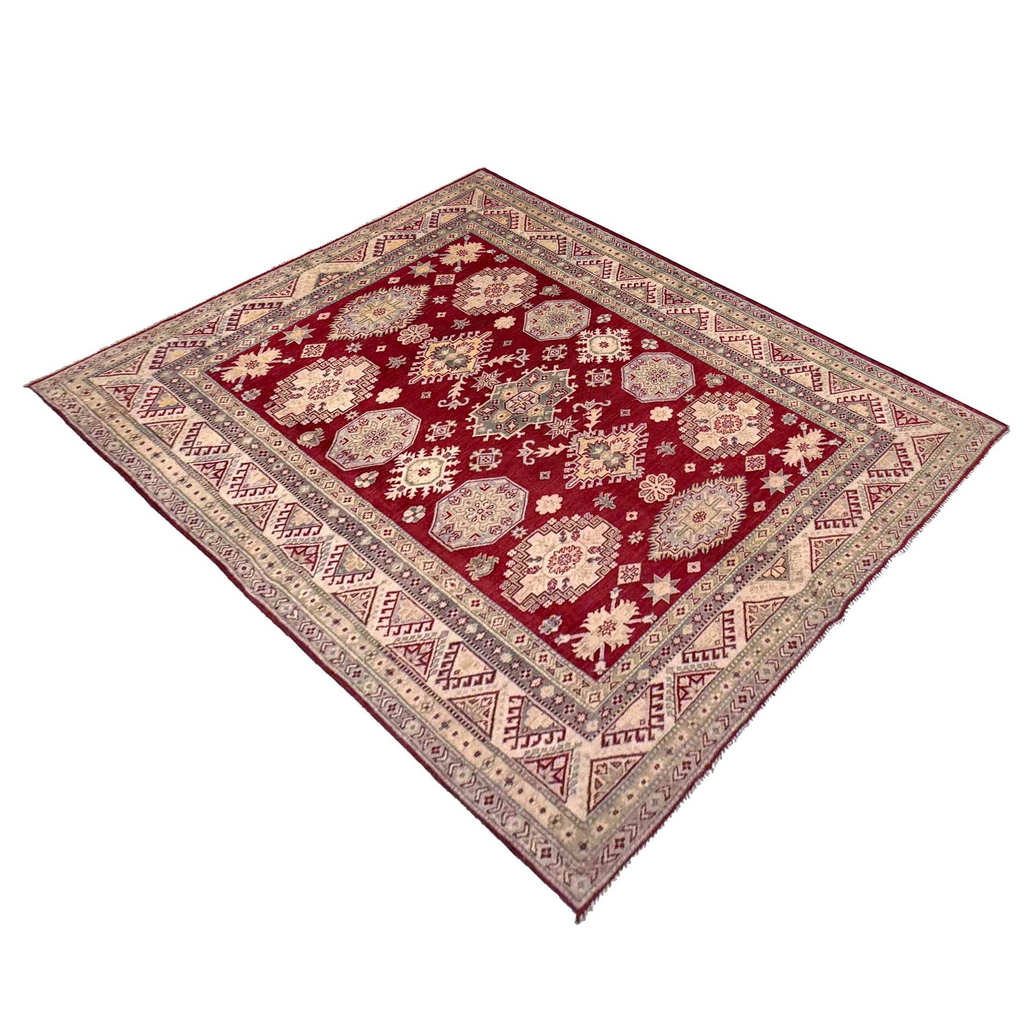 Kazak Rug Handmade Red Medallion 7x10 ft