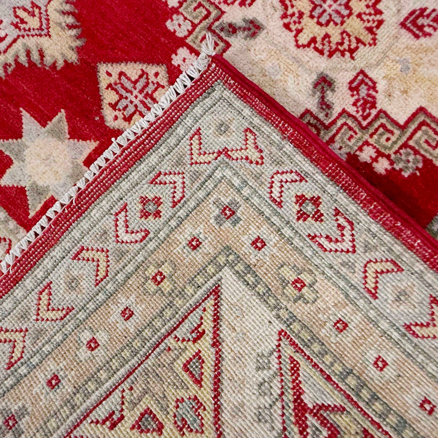 Kazak Rug Handmade Red Medallion 7x10 ft