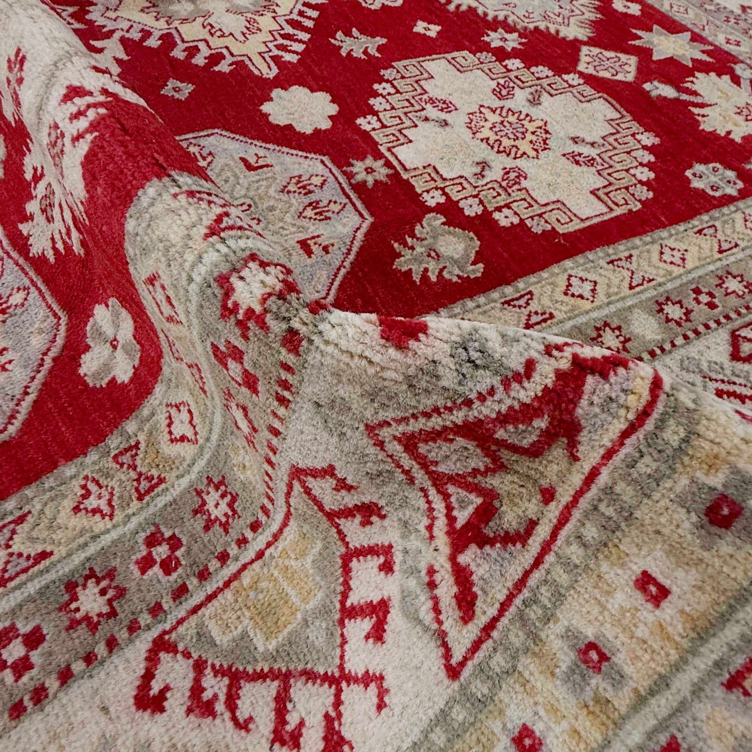 Kazak Rug Handmade Red Medallion 7x10 ft