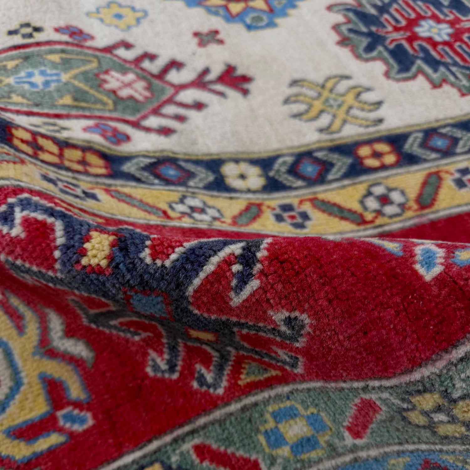 Kazak Rug Handmade Beige Medallion 7x10 ft