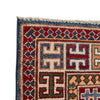 Kazak Rug Handmade Blue Medallion 4x6 ft