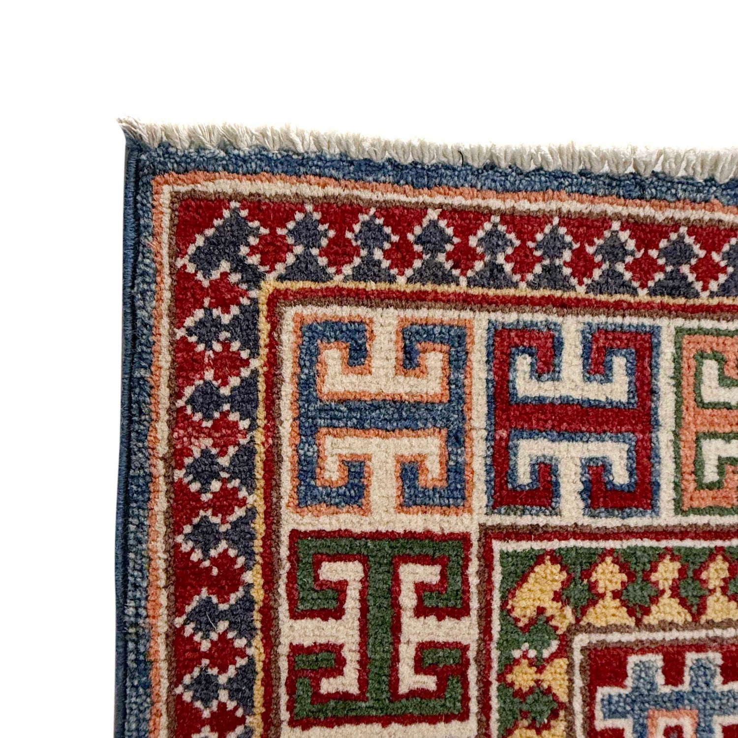 Kazak Rug Handmade Blue Medallion 4x6 ft