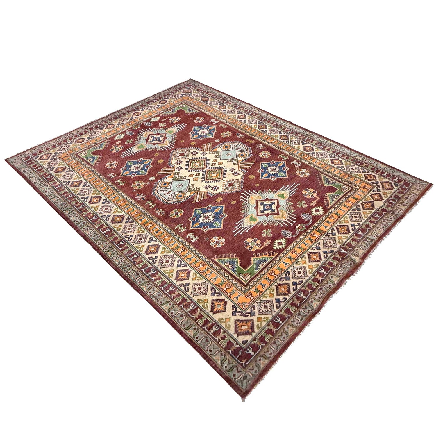 Kazak Rug Handmade Red Medallion 7x10 ft