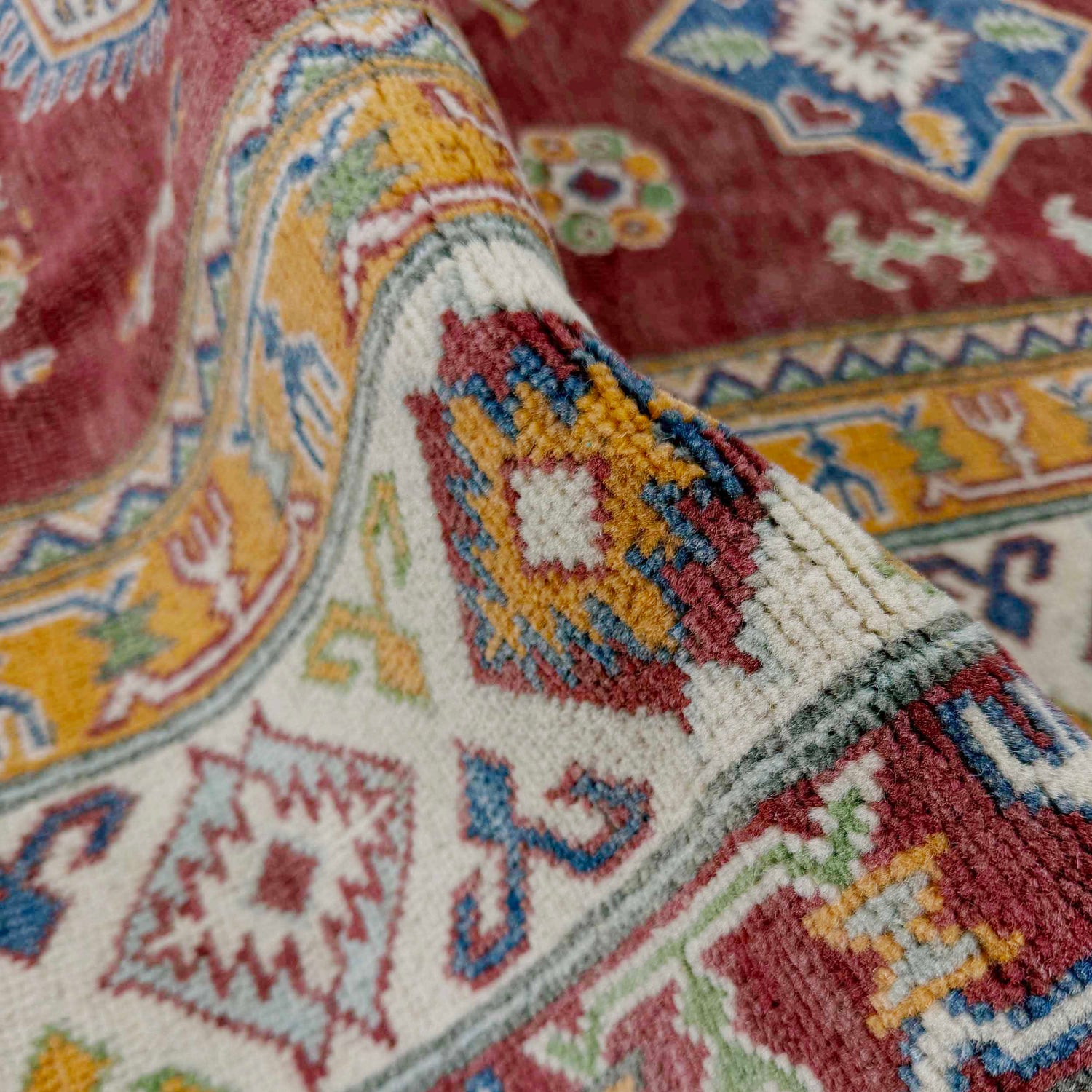 Kazak Rug Handmade Red Medallion 7x10 ft