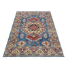 Kazak Rug Handmade Blue Medallion 4x7 ft