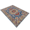 Kazak Rug Handmade Blue Medallion 4x7 ft