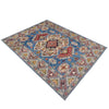 Kazak Rug Handmade Blue Medallion 4x7 ft