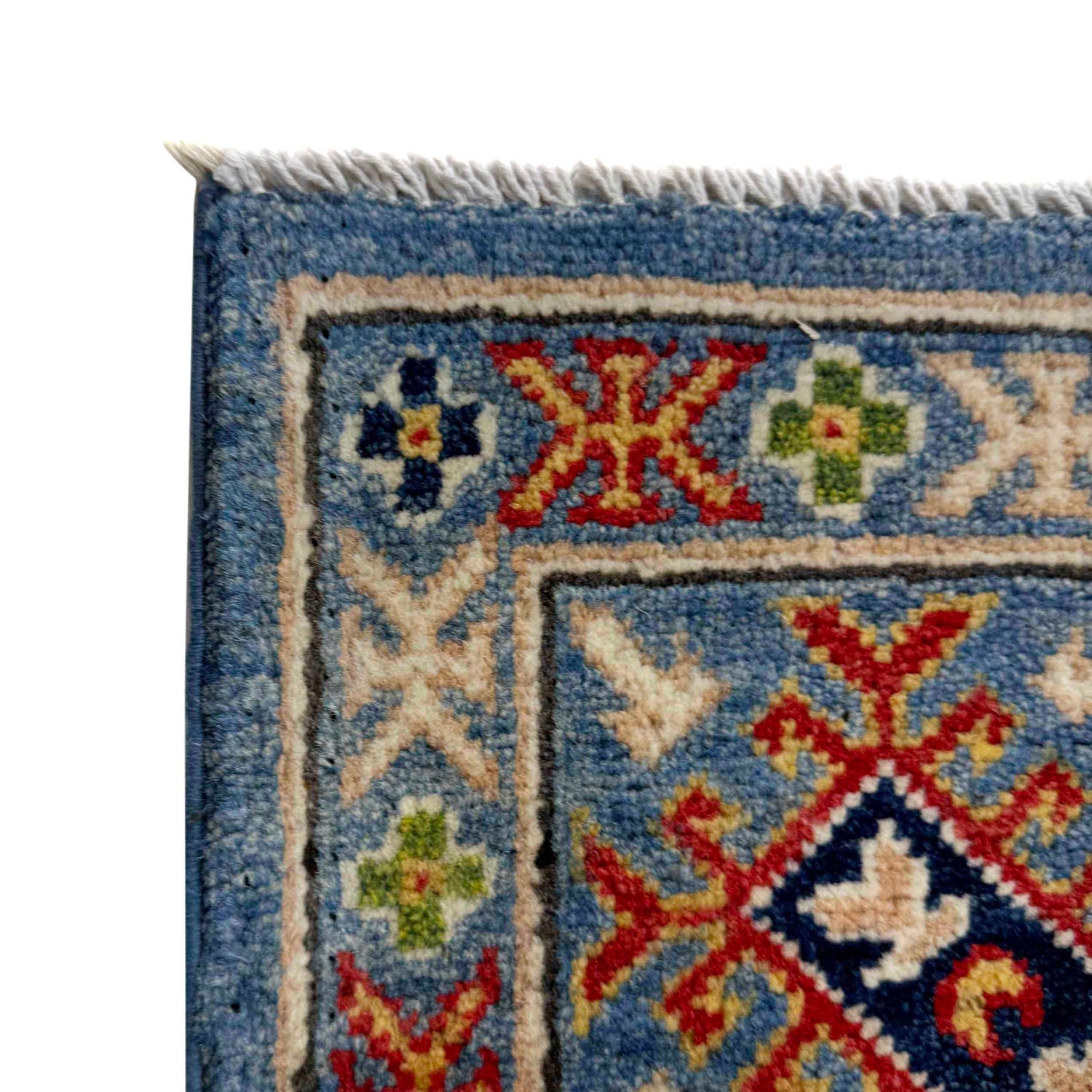 Kazak Rug Handmade Blue Medallion 4x7 ft