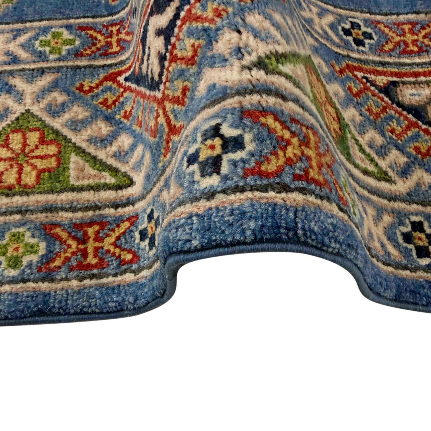 Kazak Rug Handmade Blue Medallion 4x7 ft