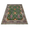 Kazak Rug Handmade Green Medallion 4x7 ft
