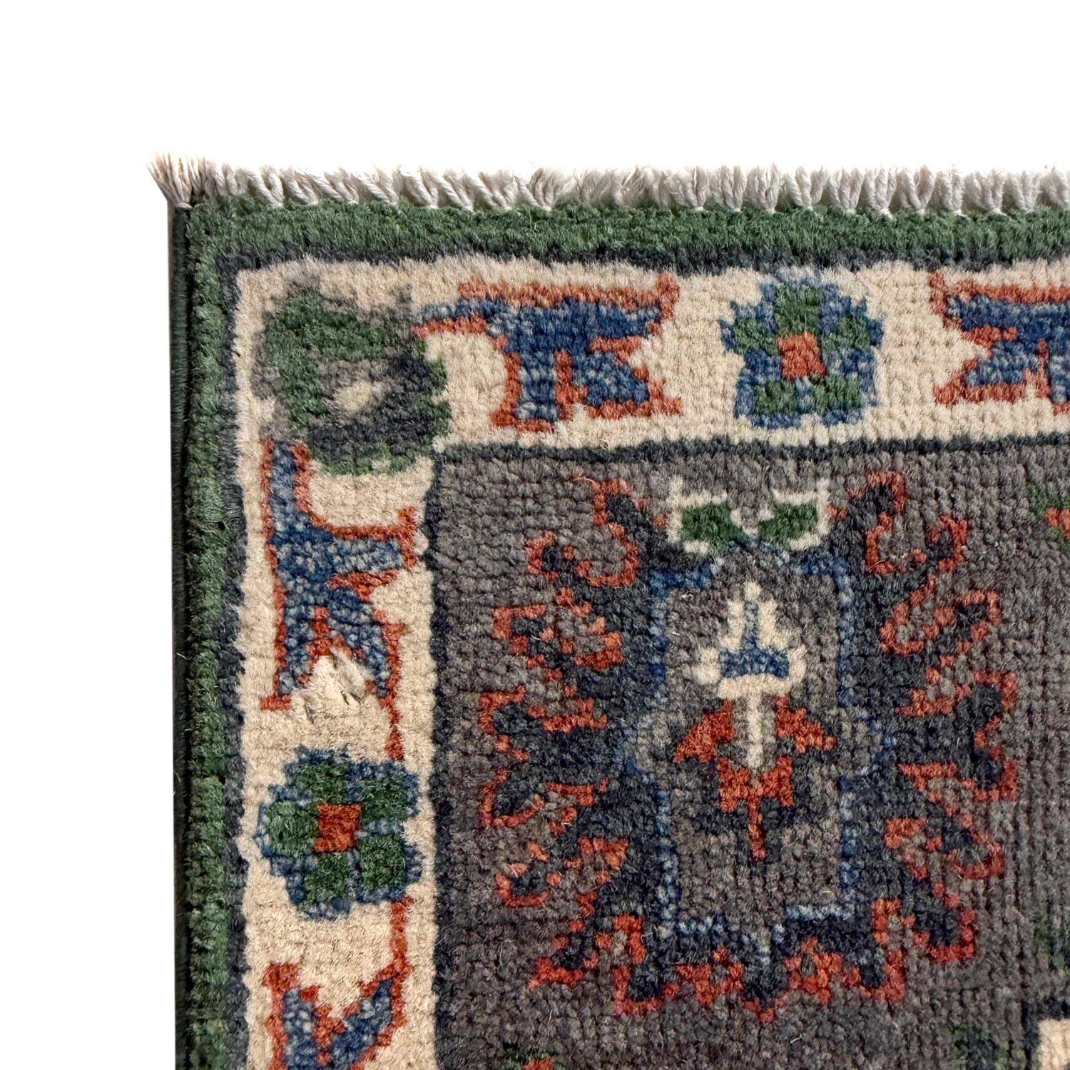 Kazak Rug Handmade Green Medallion 4x7 ft