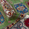 Kazak Rug Handmade Green Medallion 4x7 ft