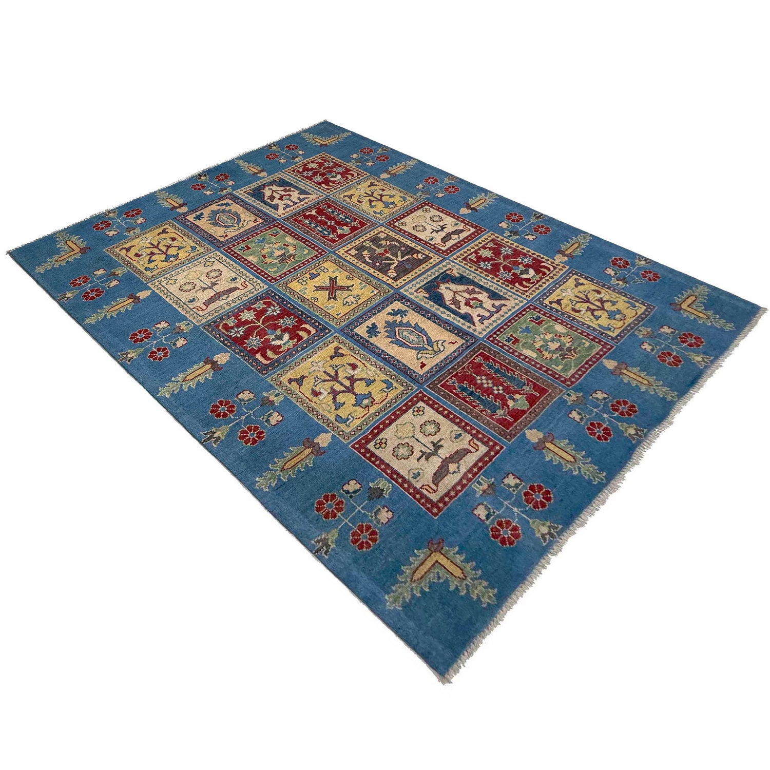 Bakhtiar Area Rug Handmade Blue Floral 4x7 ft
