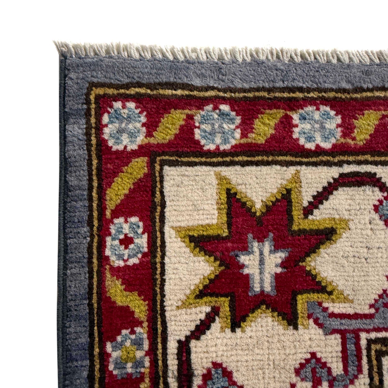 Kazak Rug Handmade Blue Medallion 4x7 ft