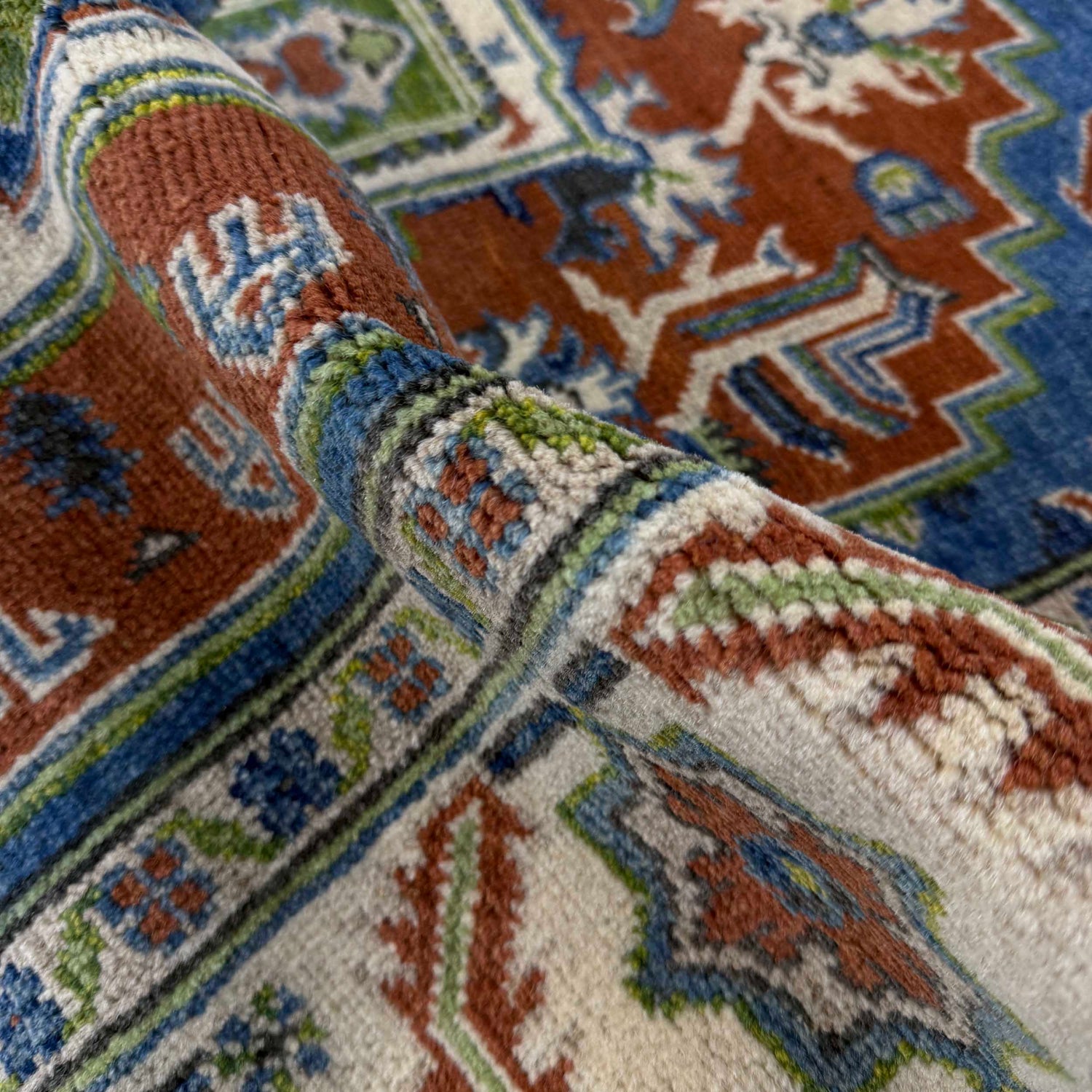 Heriz Area Rug Handmade Multi Medallion 4x7 ft