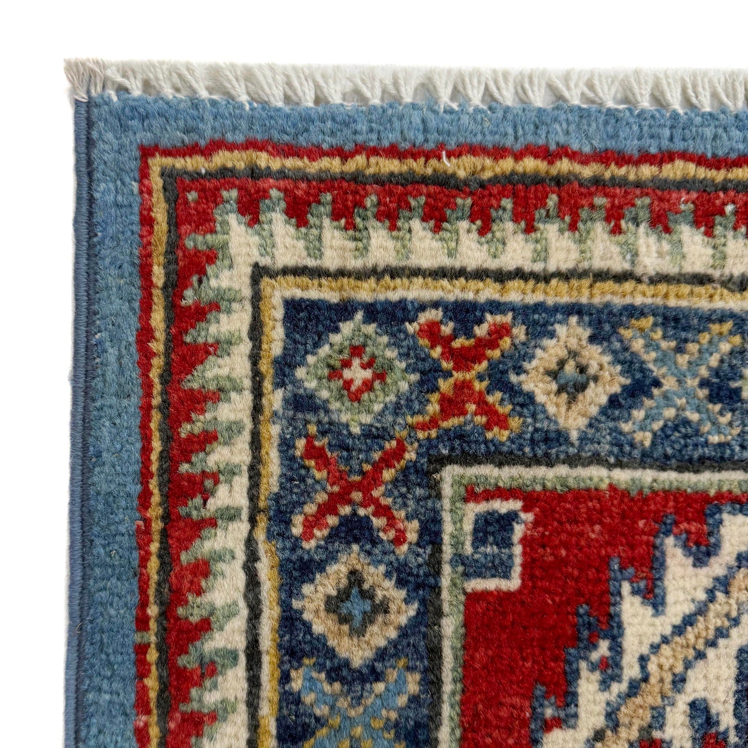 Kazak Rug Handmade Blue Medallion 4x7 ft