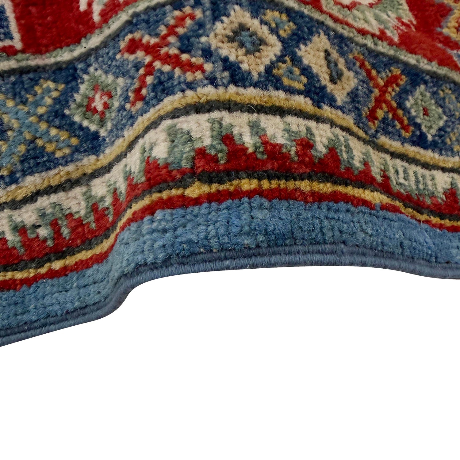 Kazak Rug Handmade Blue Medallion 4x7 ft