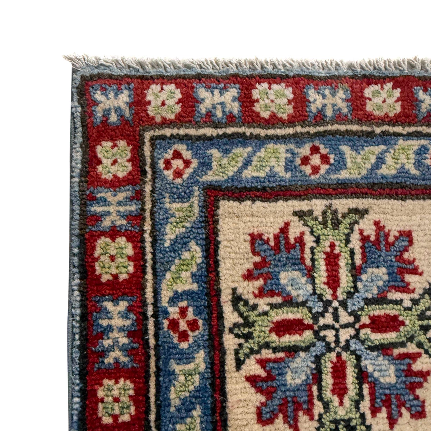 Kazak Rug Handmade Blue Medallion 4x7 ft