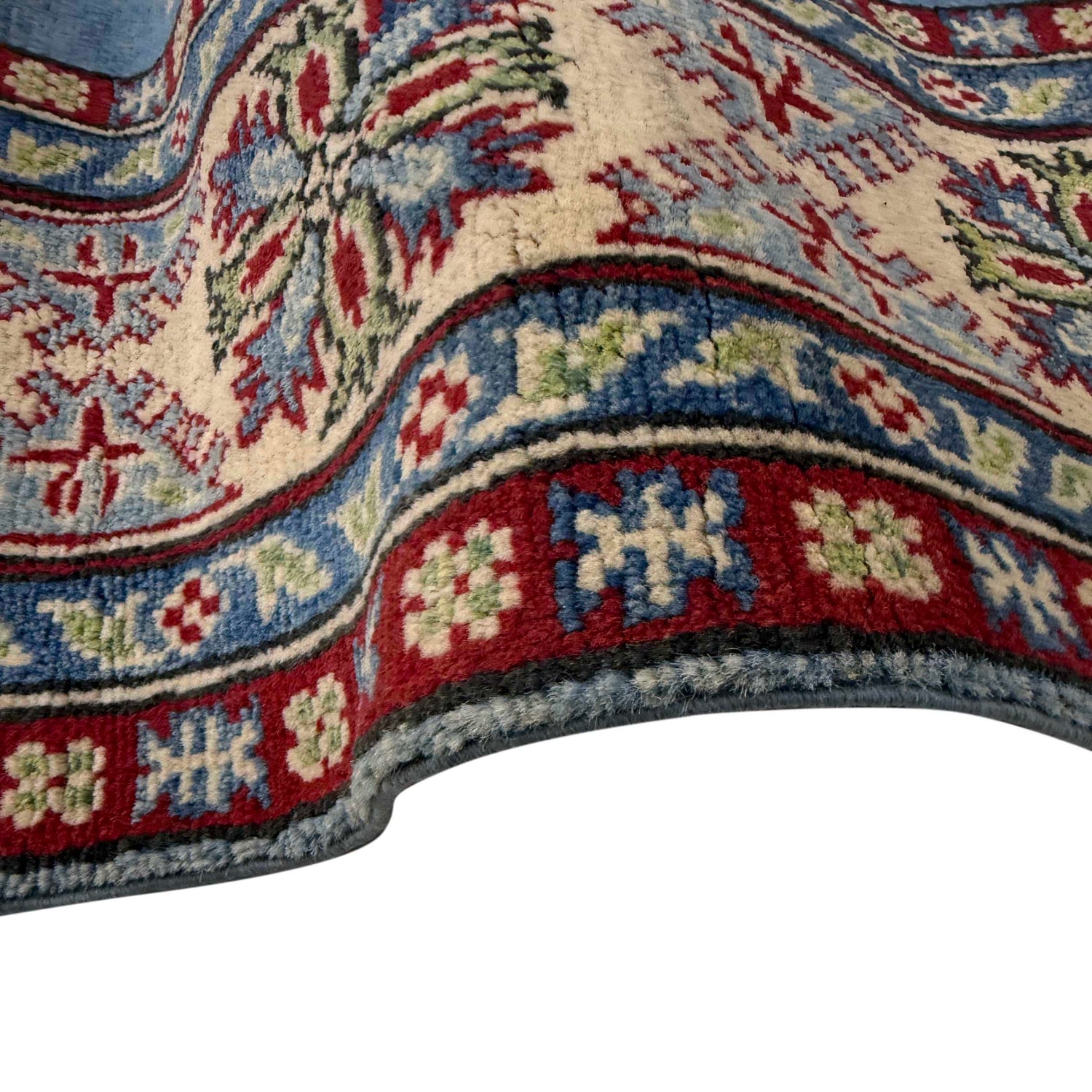 Kazak Rug Handmade Blue Medallion 4x7 ft