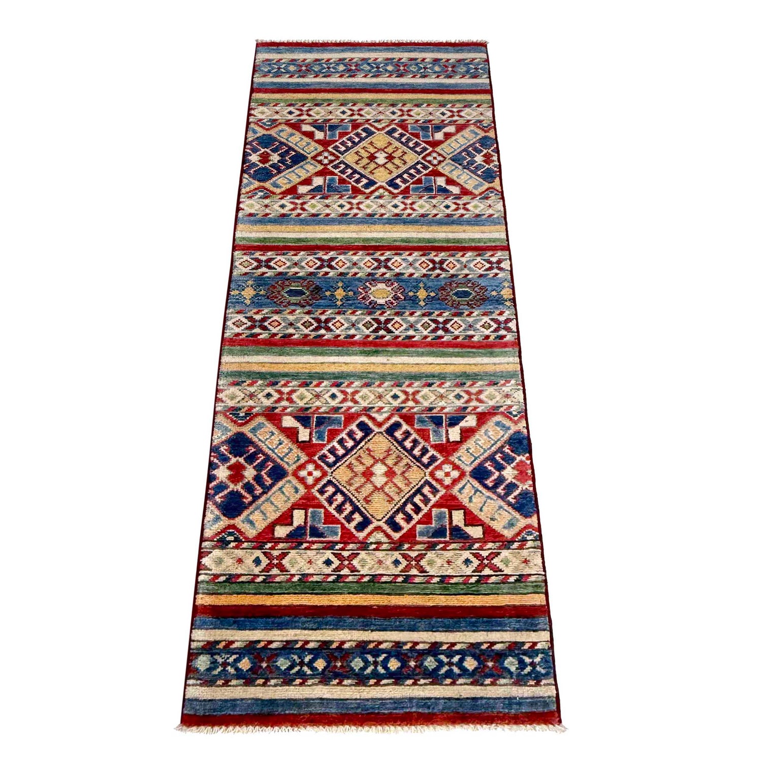 Khurjeen Area Rug Runner Handmade Multi Curvilinear 6'