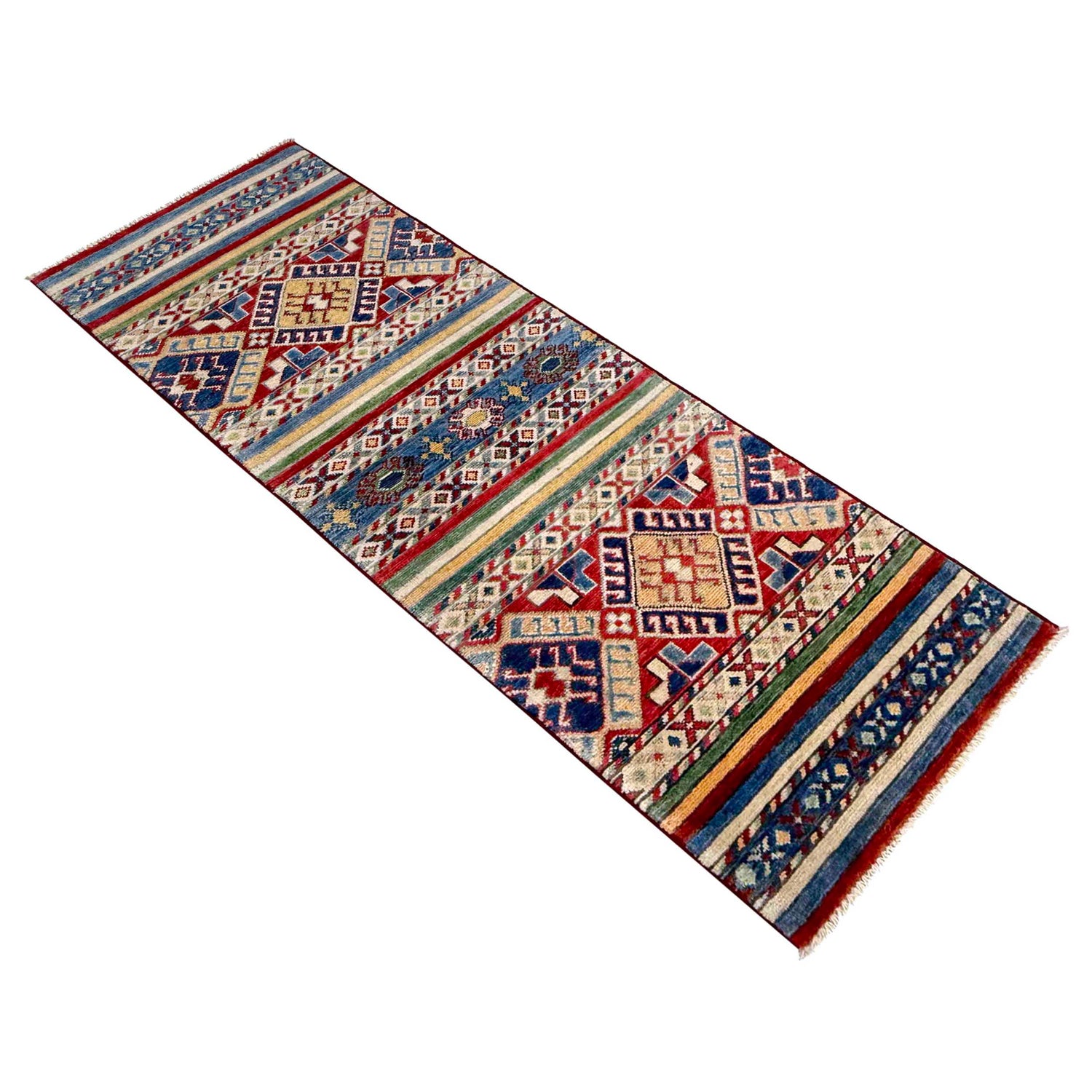 Khurjeen Area Rug Runner Handmade Multi Curvilinear 6'