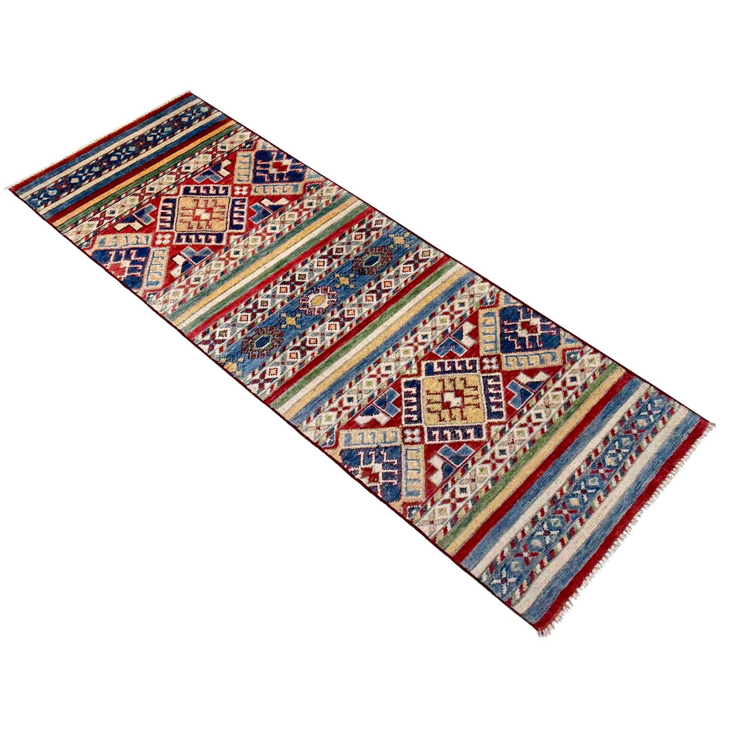 Khurjeen Area Rug Runner Handmade Multi Curvilinear 6'