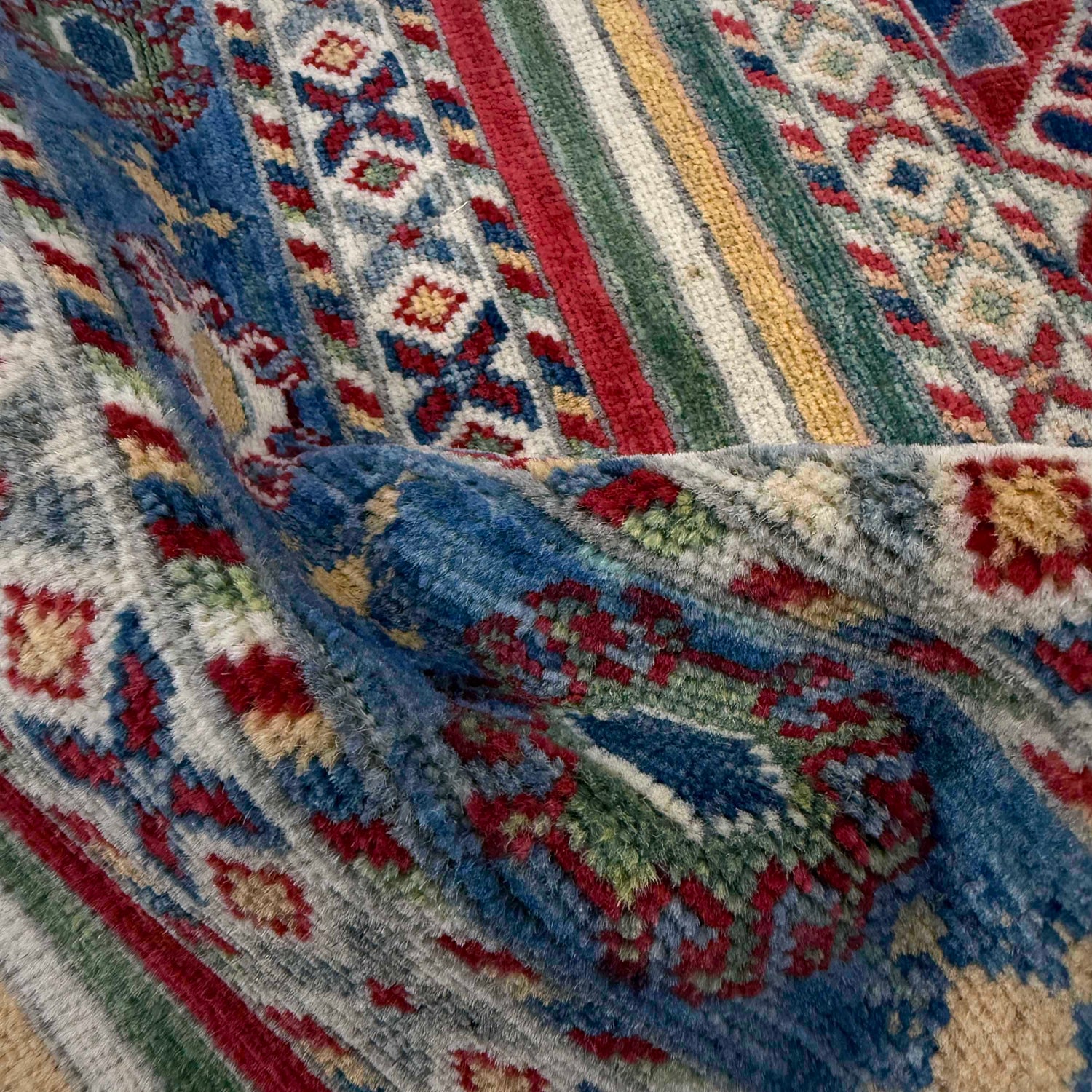 Khurjeen Area Rug Runner Handmade Multi Curvilinear 6'