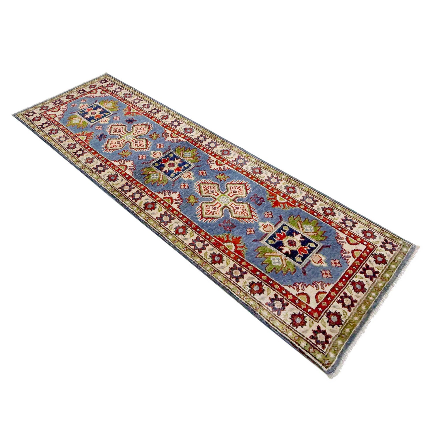 Kazak Rug Handmade Blue Medallion 6' Runner