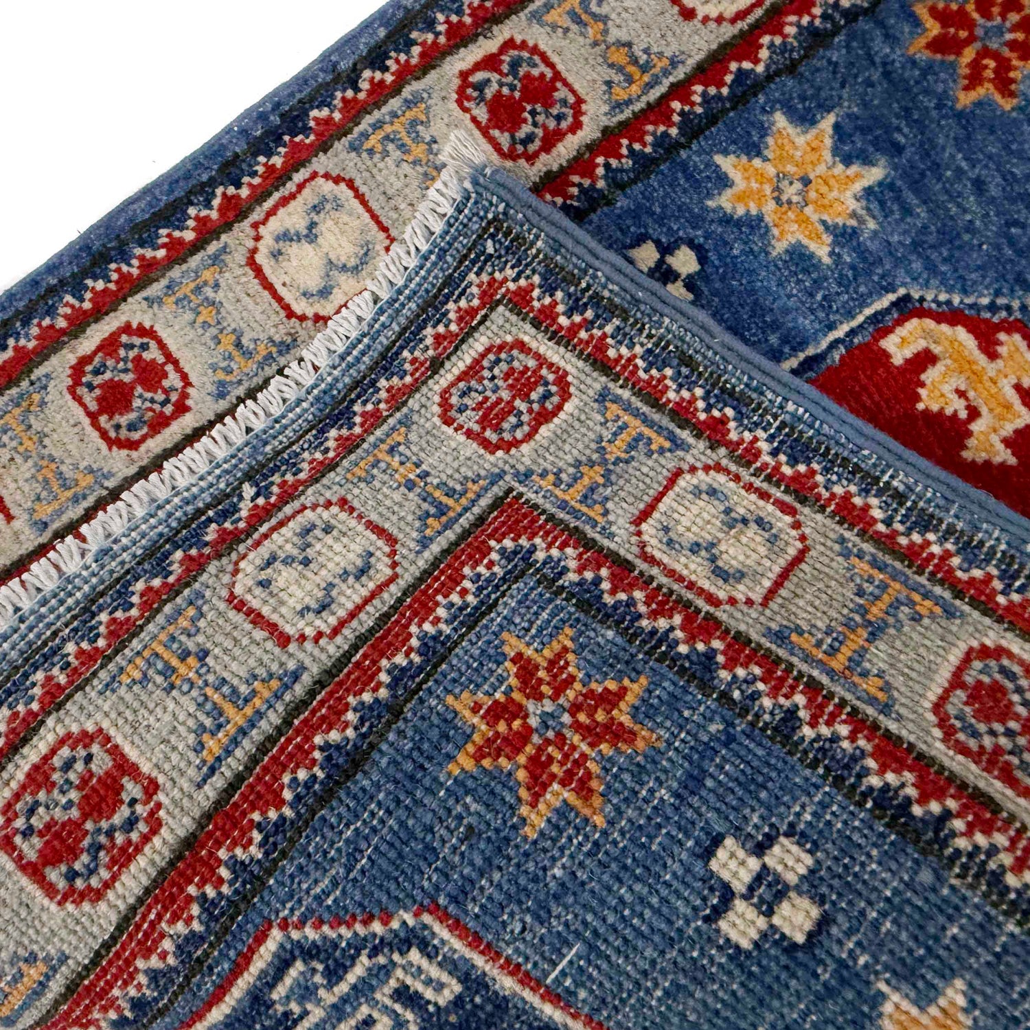 Kazak Rug Handmade Blue Medallion 6' Runner