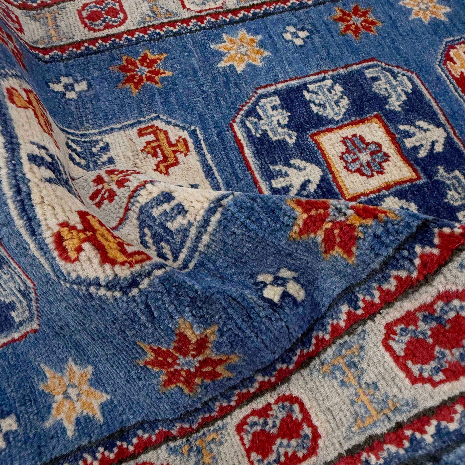 Kazak Rug Handmade Blue Medallion 6' Runner