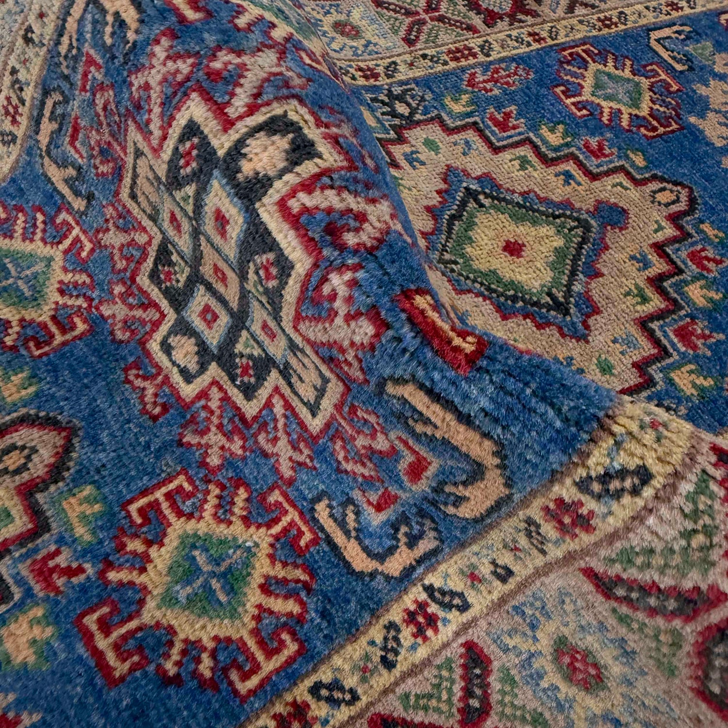 Kazak Rug Handmade Blue Medallion 6' Runner