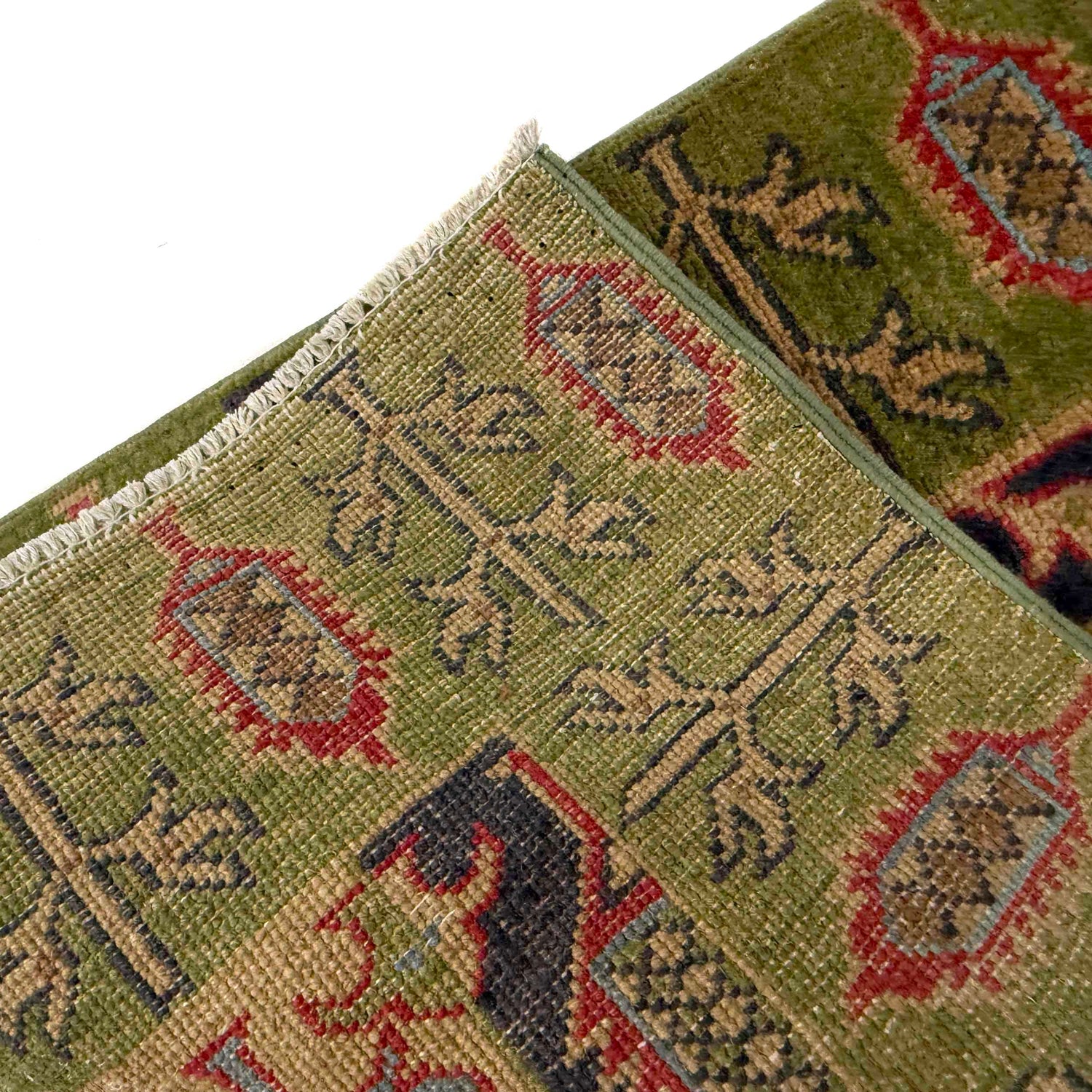 Kazak Rug Handmade Green Medallion 6' Runner