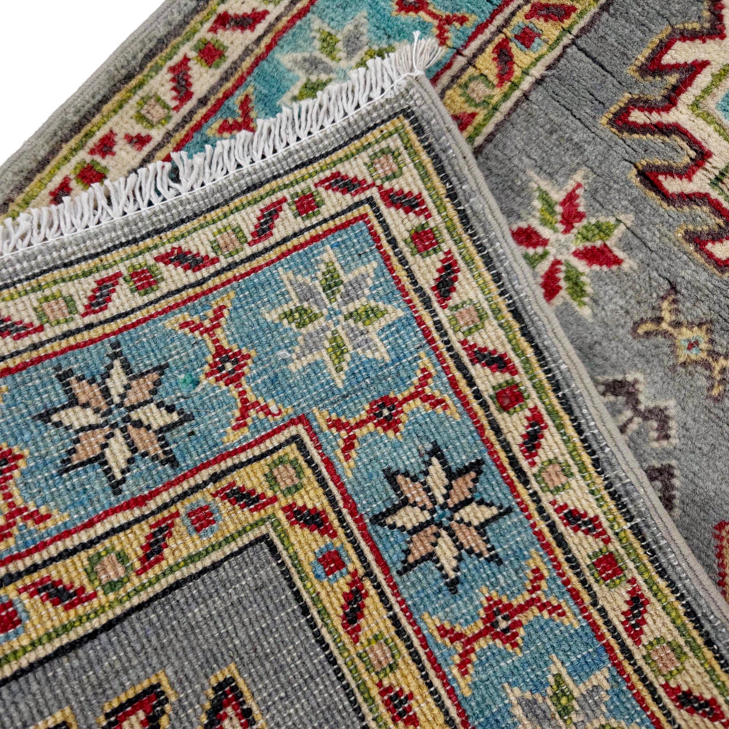 Kazak Rug Handmade Gray Medallion 5' Runner