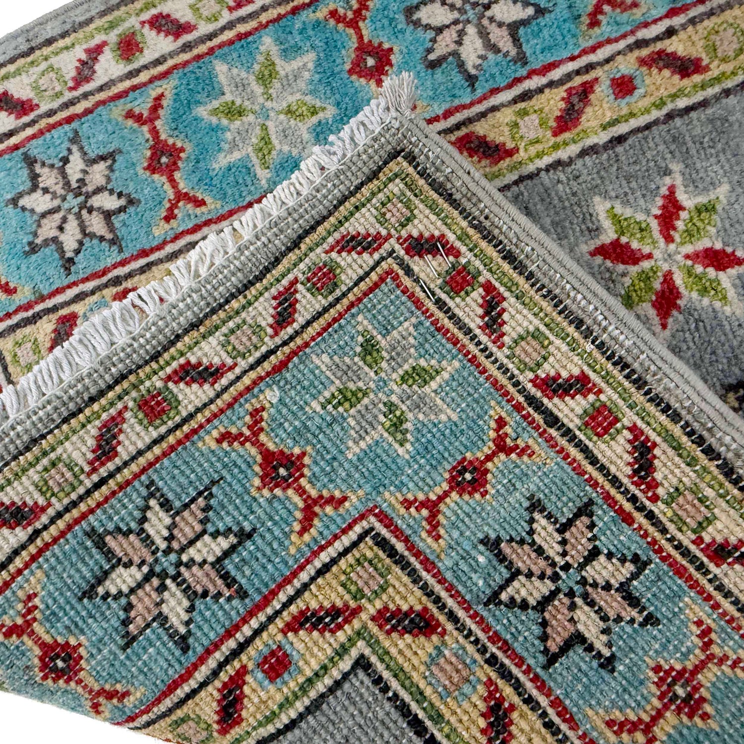 Kazak Rug Handmade Gray Medallion 5' Runner