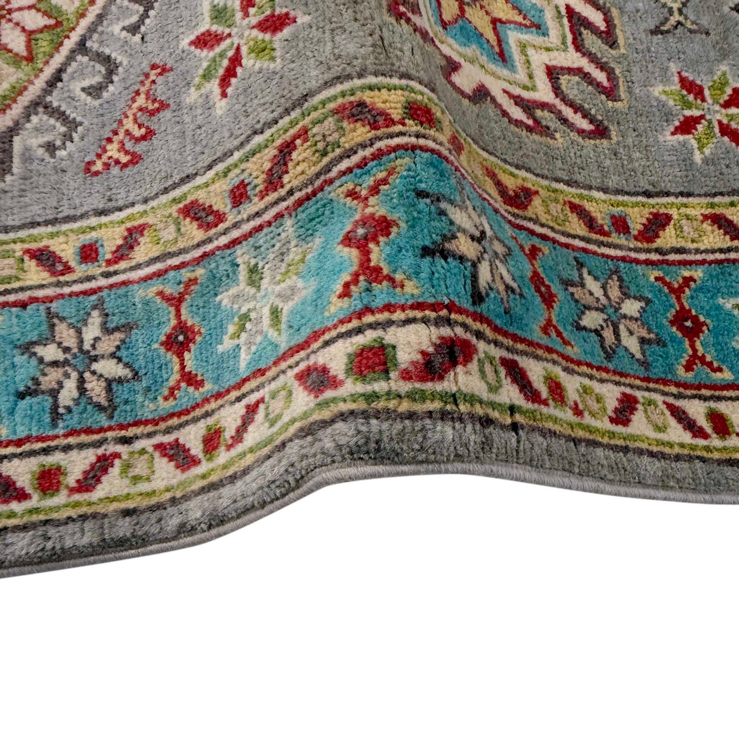 Kazak Rug Handmade Gray Medallion 5' Runner
