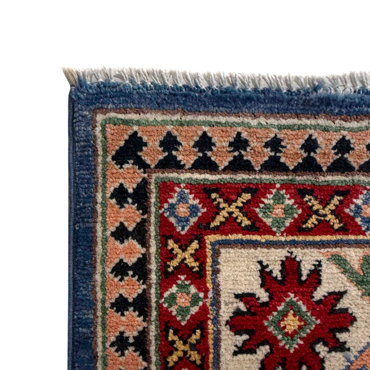 Kazak Rug Handmade Blue Medallion 4x7 ft