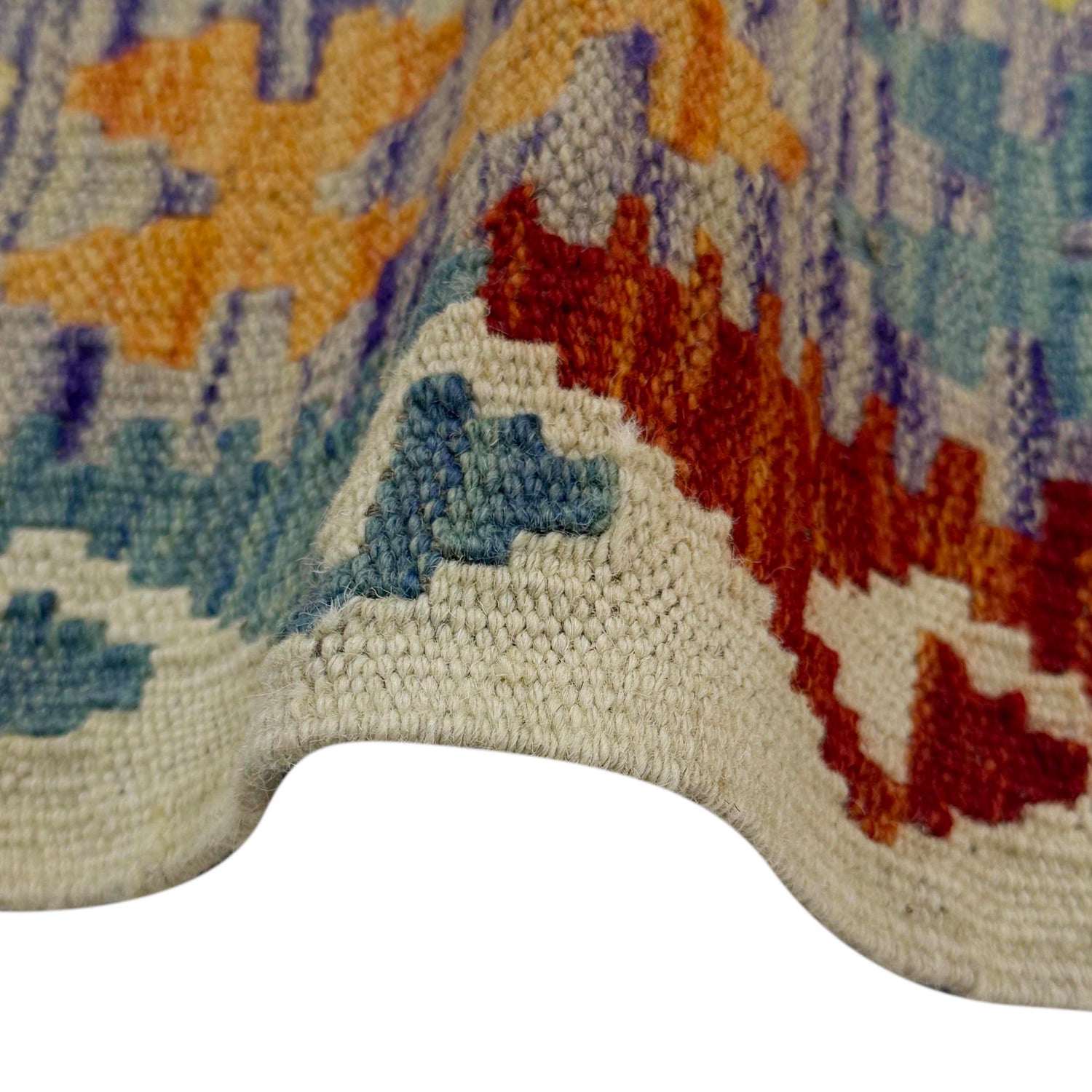 Hand-Knotted Multi Geometric Vegetable Kilim Area Rug – 150 x 195 cm | SKU: G38885