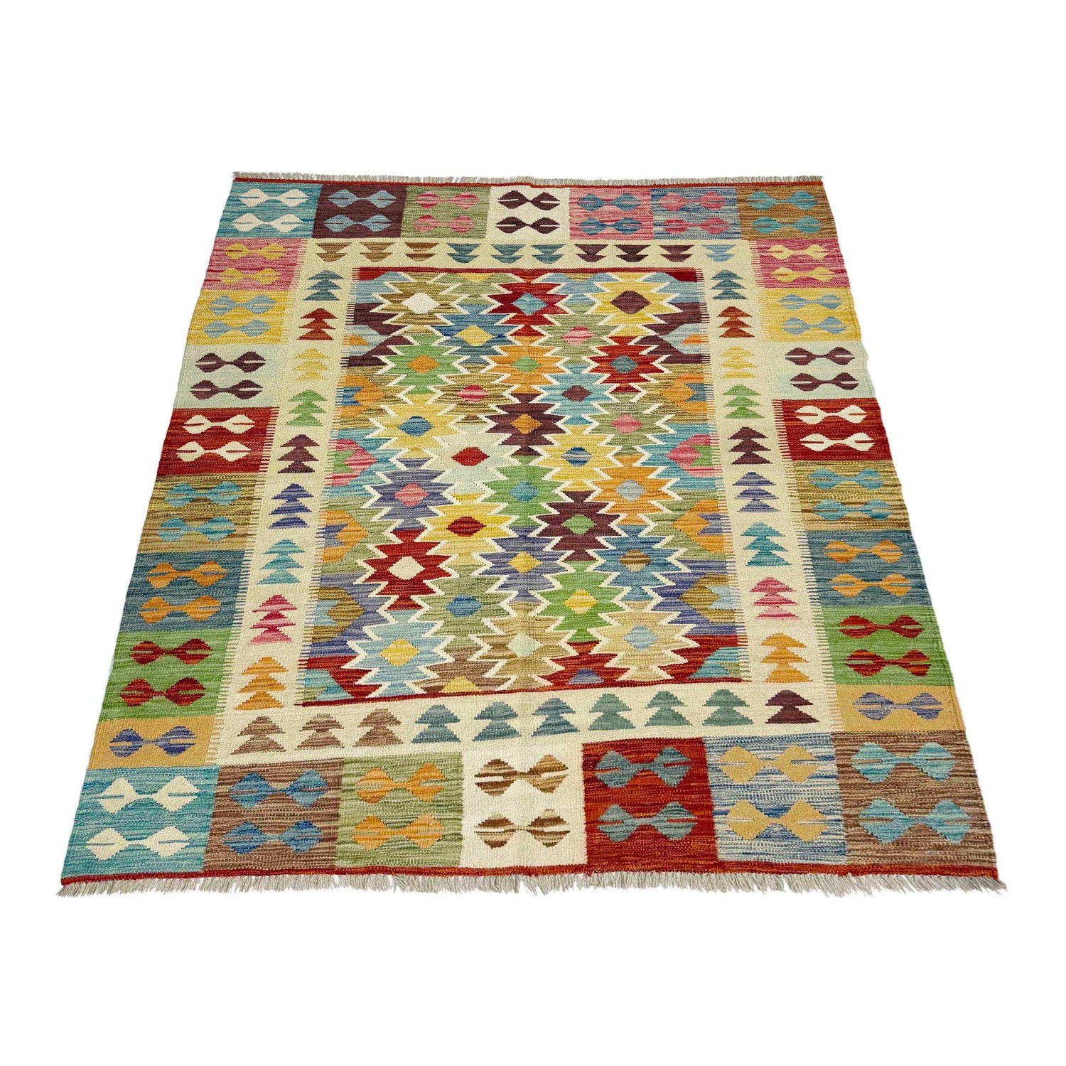Handmade Multi Kilim Geometric 4x7 ft
